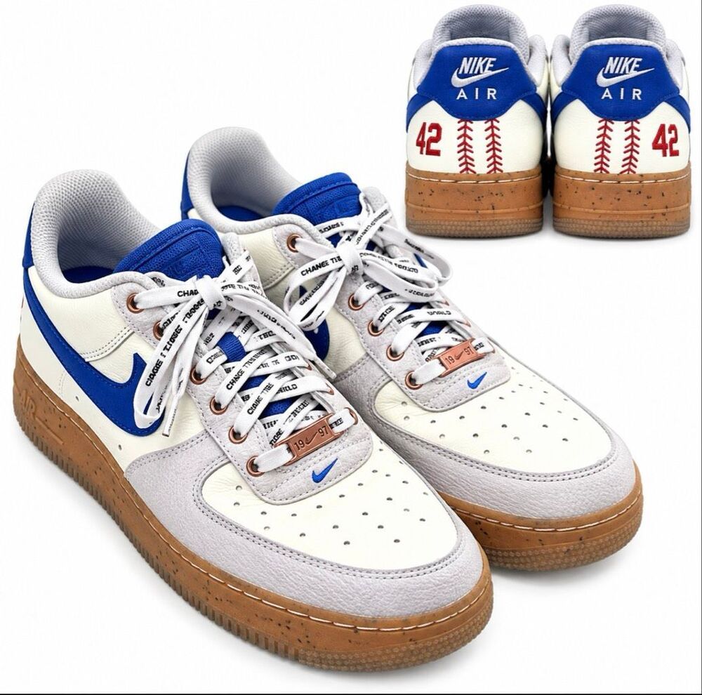 Nike #42 White Blue Jackie Robinson Sneakers SZ 10.5